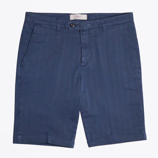 Navy Shorts With Tonal Stripe And Turn Up