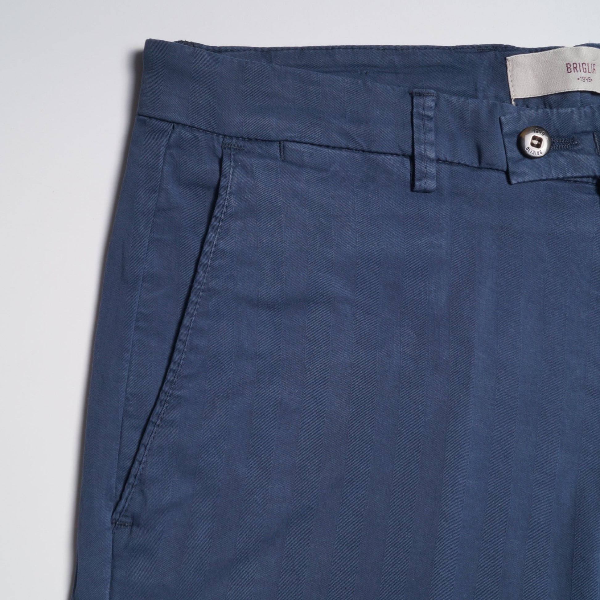 Briglia Navy Shorts With Tonal Stripe And Turn Up