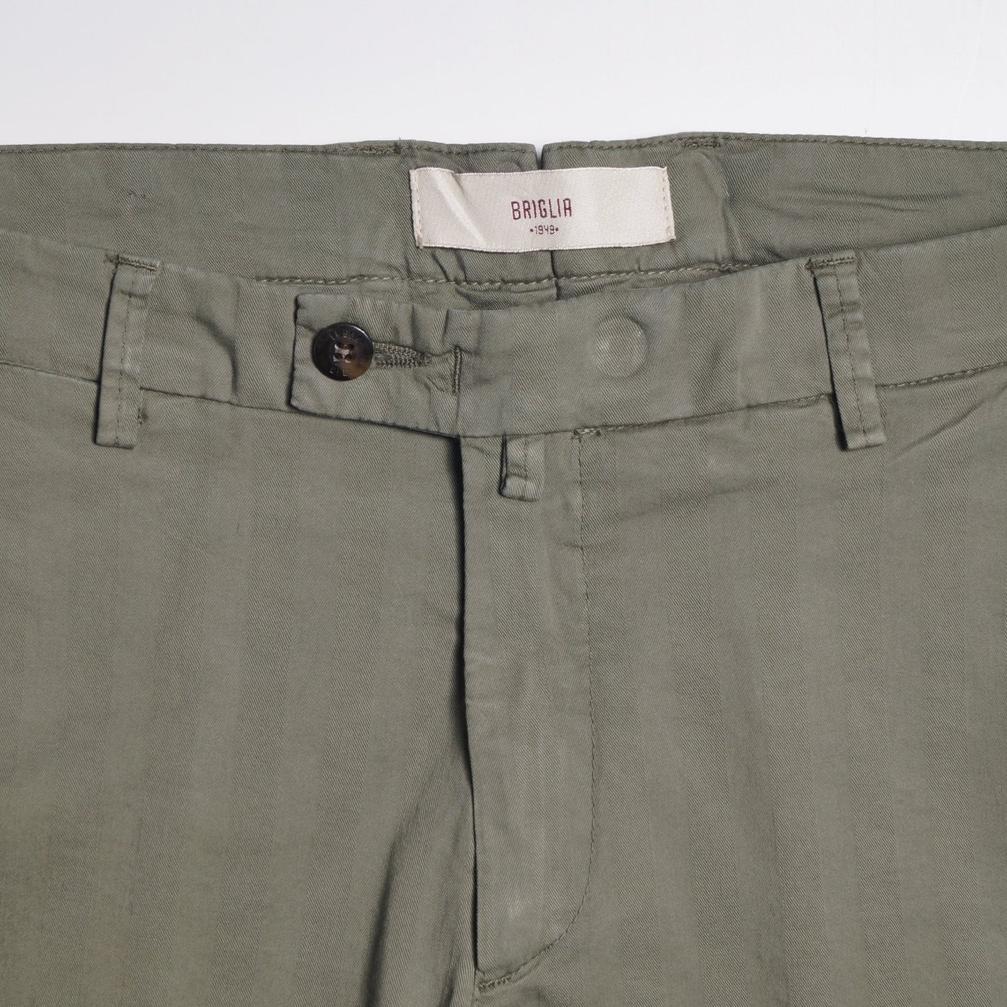 Khaki Shorts With Tonal Stripe & Turn Up