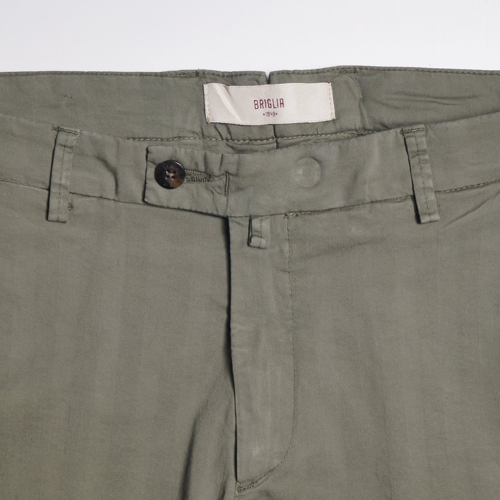 Briglia Khaki Shorts With Tonal Stripe & Turn Up