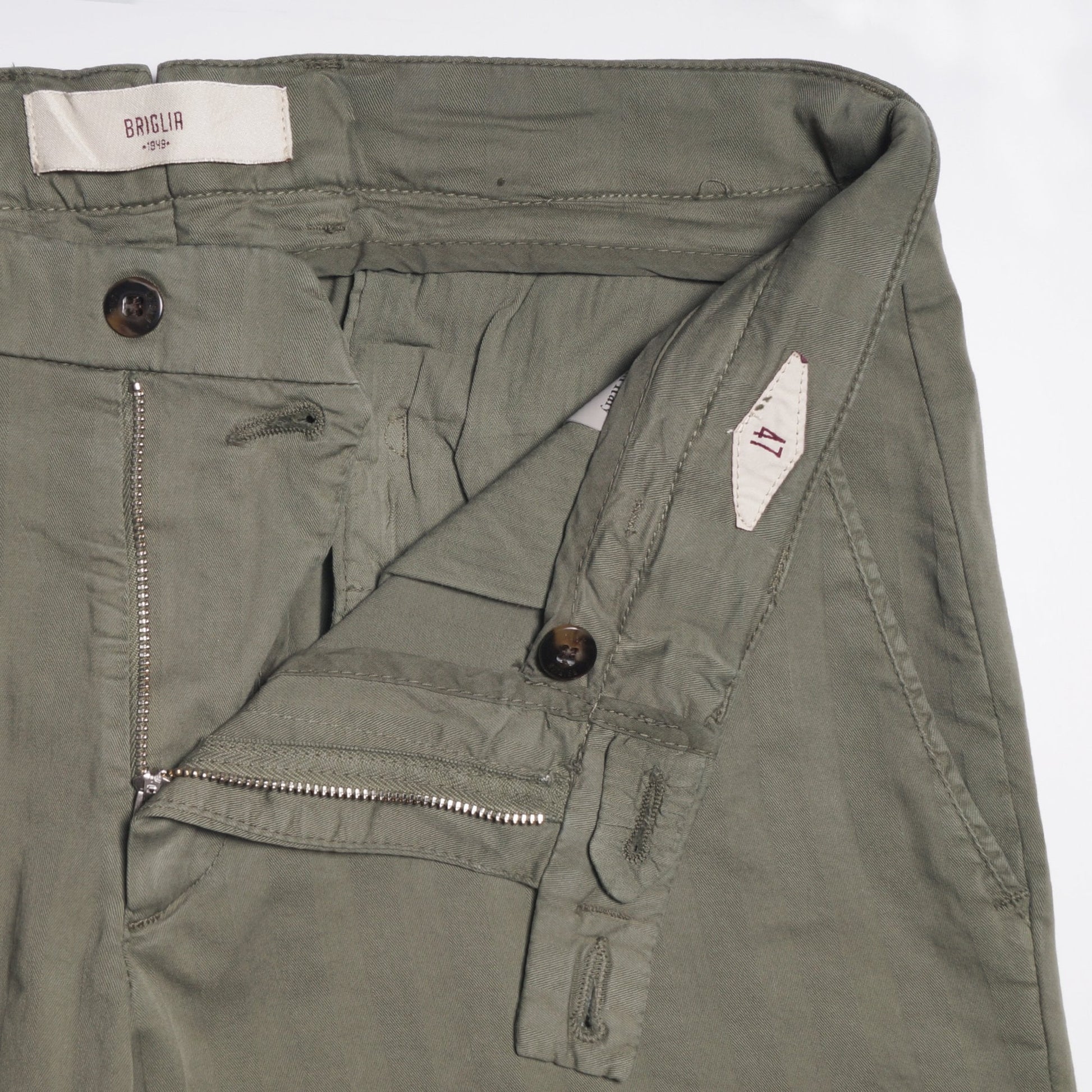 Briglia Khaki Shorts With Tonal Stripe & Turn Up