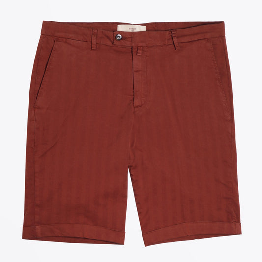 - Rust Shorts With Tonal Stripe & Turn Up
