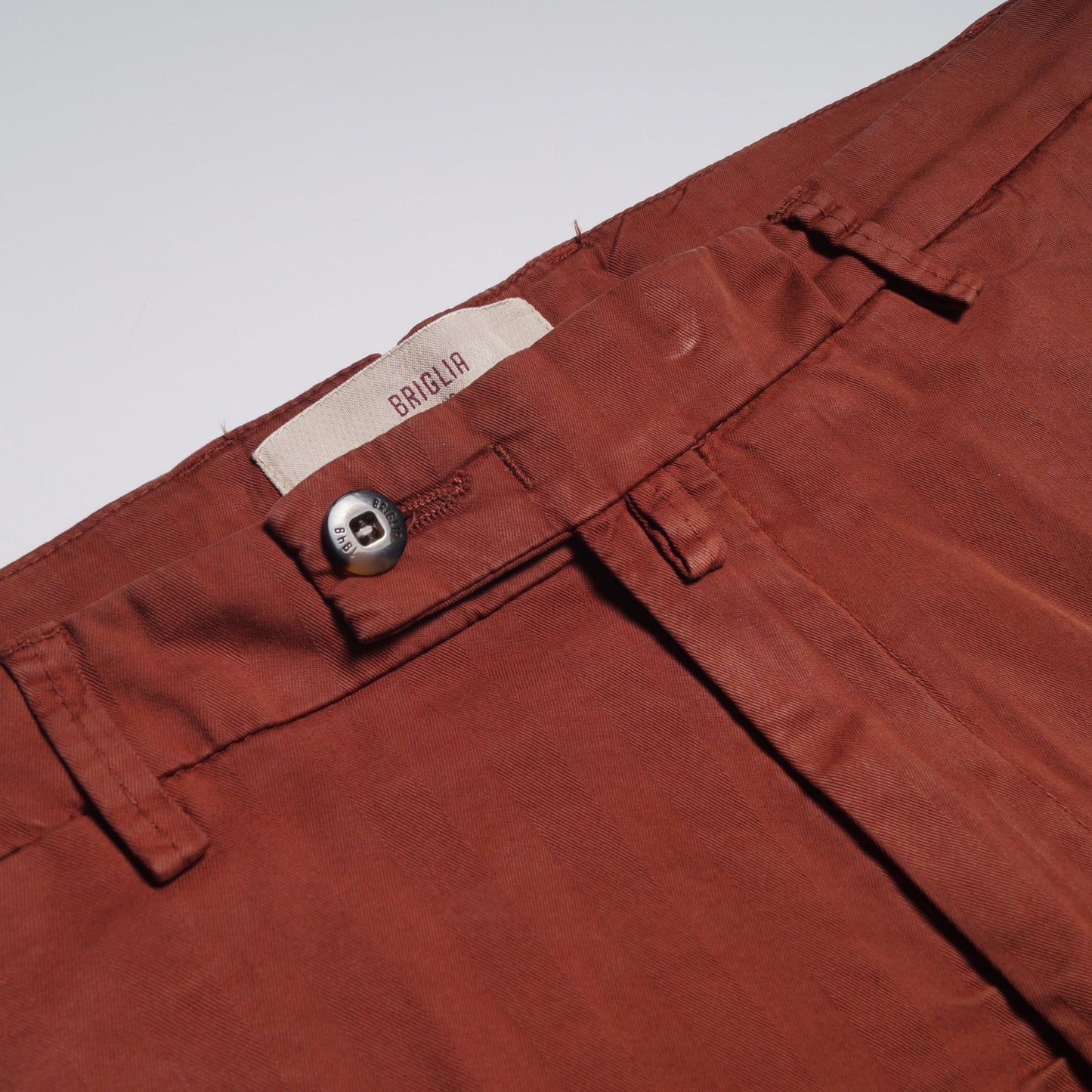 - Rust Shorts With Tonal Stripe & Turn Up