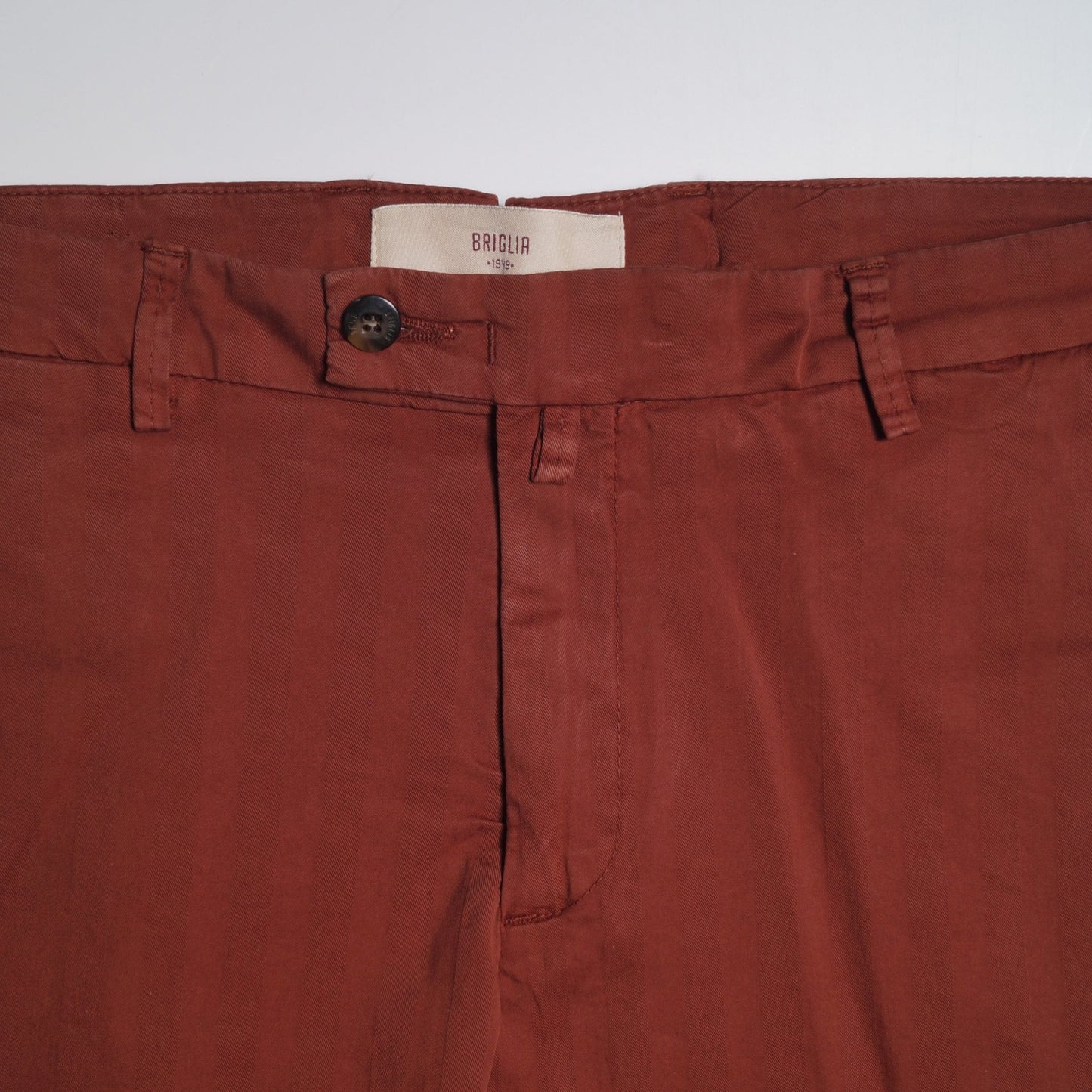 - Rust Shorts With Tonal Stripe & Turn Up