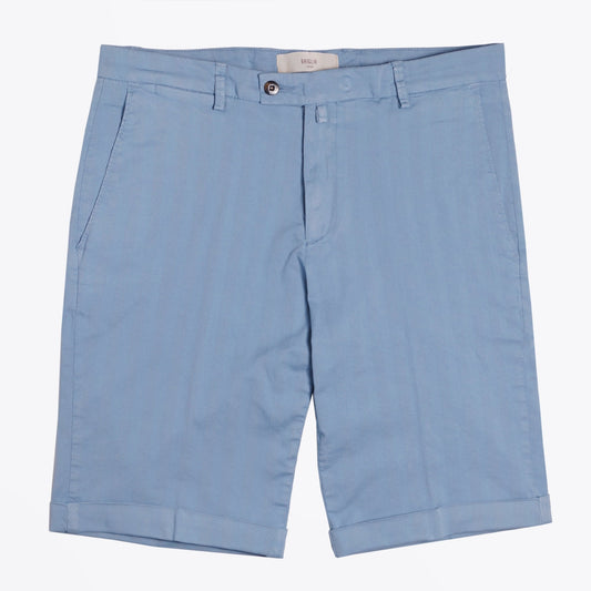 - Sky Blue Shorts With Tonal Stripe & Turn Up