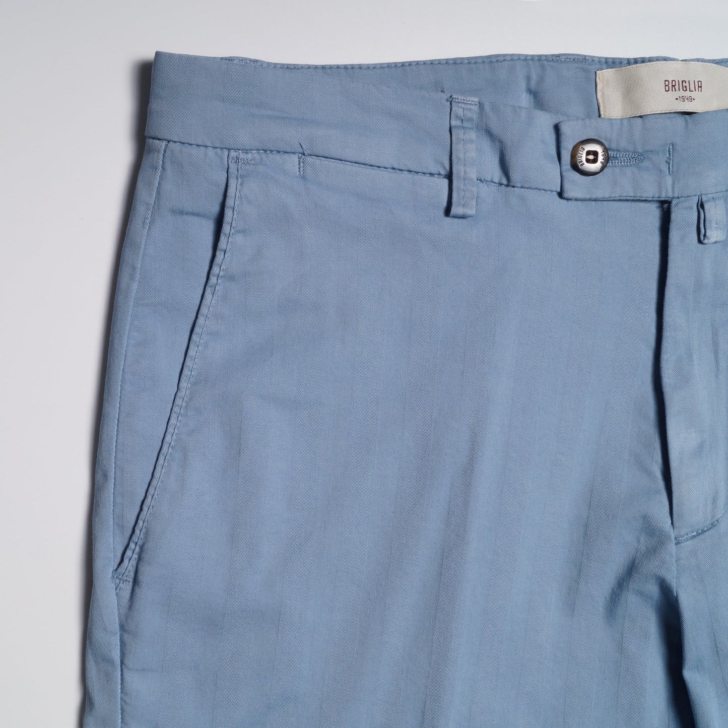 - Sky Blue Shorts With Tonal Stripe & Turn Up