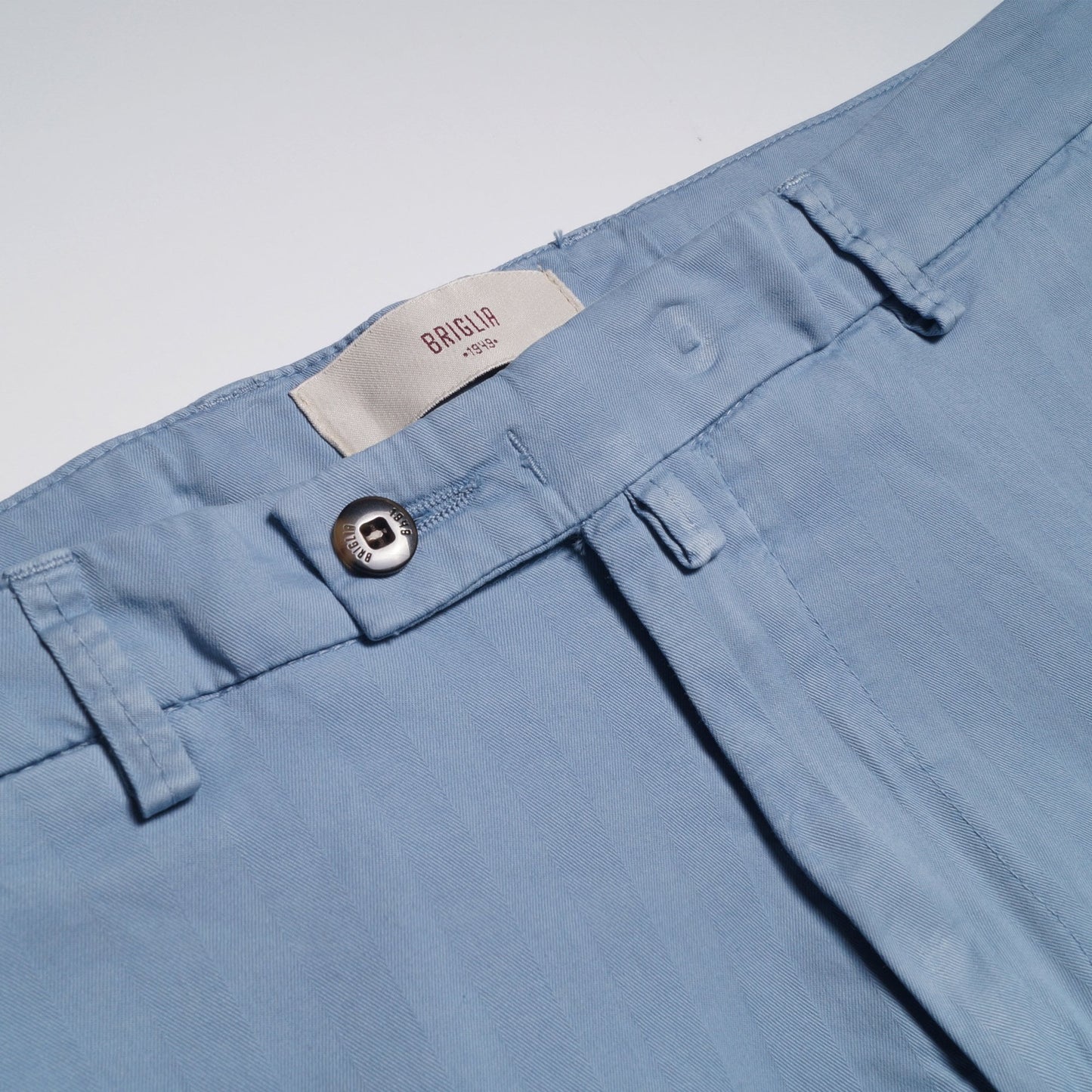 - Sky Blue Shorts With Tonal Stripe & Turn Up