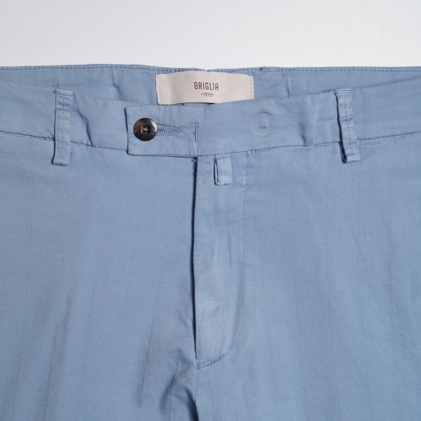 - Sky Blue Shorts With Tonal Stripe & Turn Up