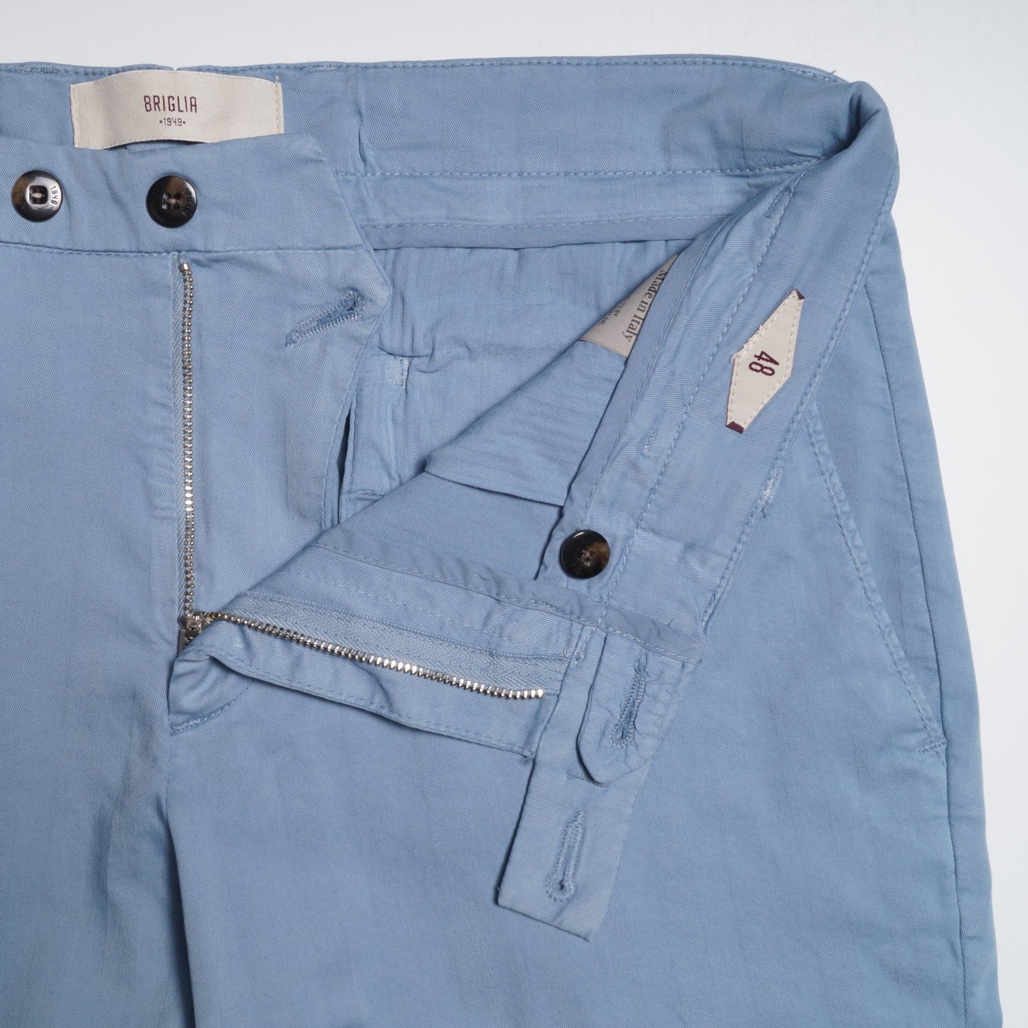 - Sky Blue Shorts With Tonal Stripe & Turn Up