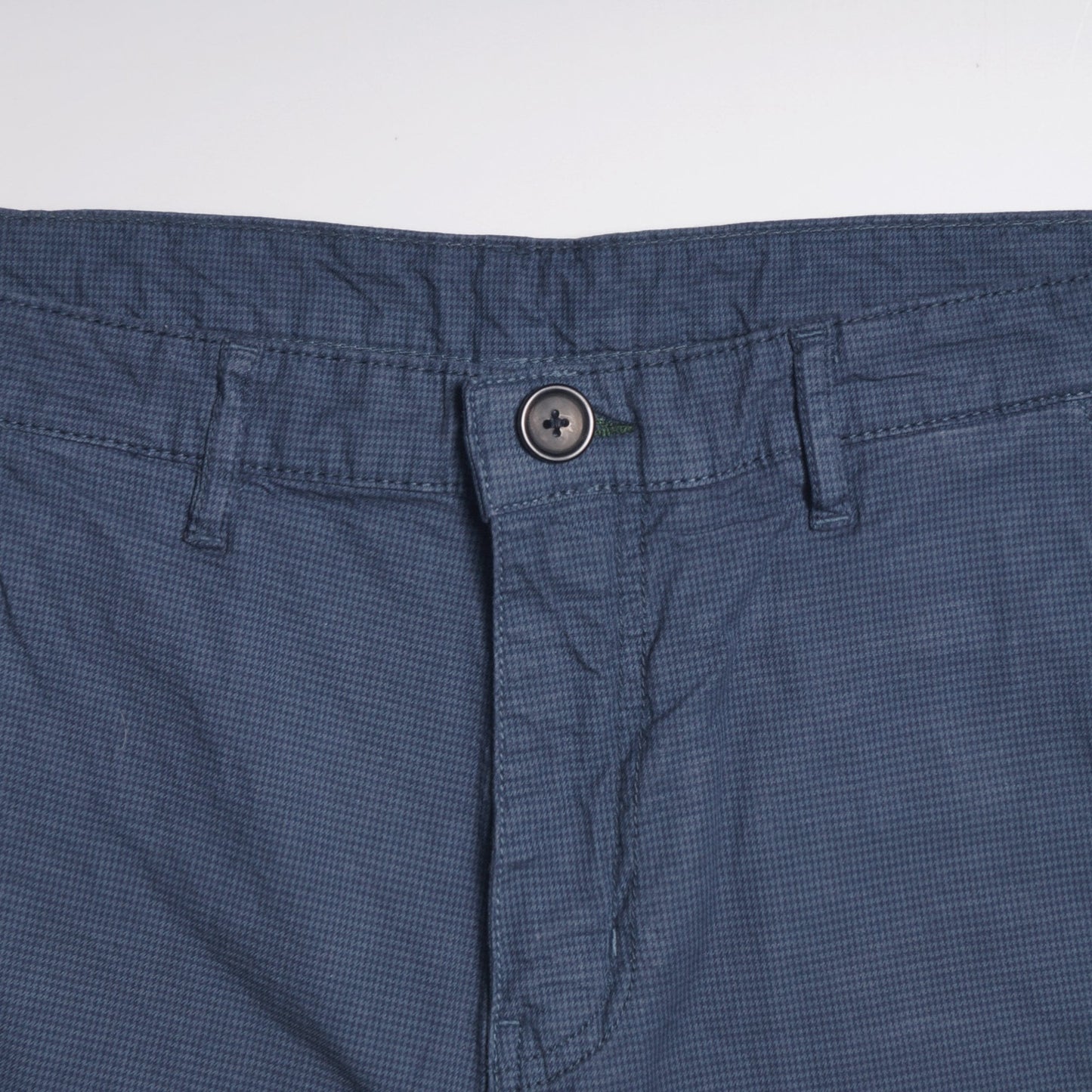 - Cotton Houndstooth Shorts - Navy