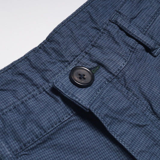 - Cotton Houndstooth Shorts - Navy