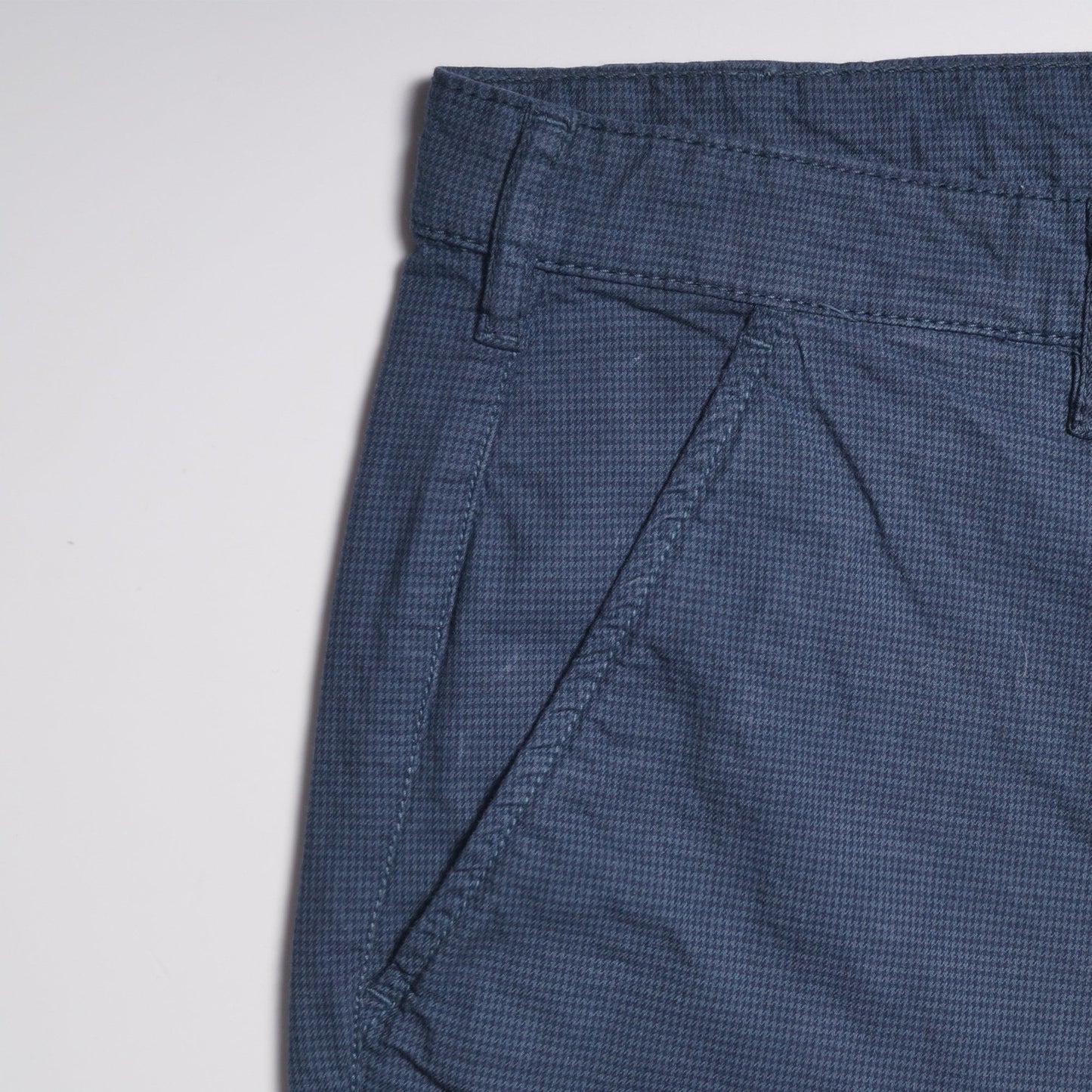 - Cotton Houndstooth Shorts - Navy