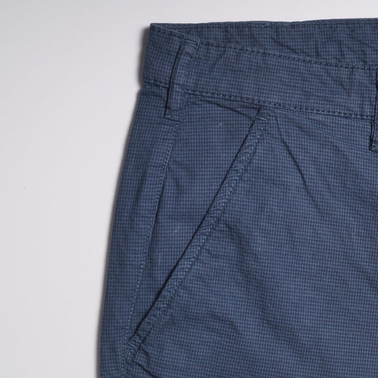 - Cotton Houndstooth Shorts - Navy