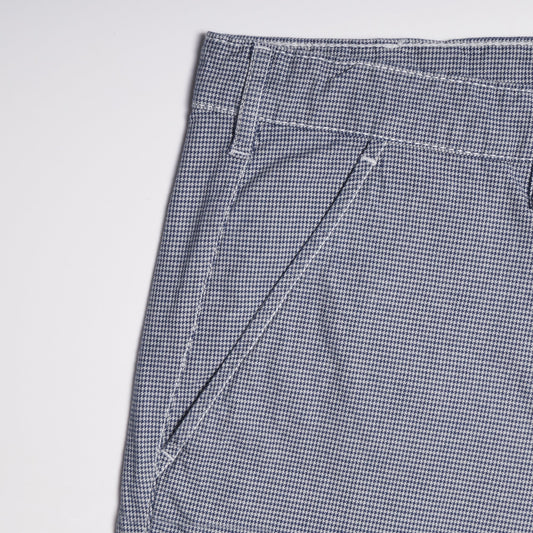 - Cotton Houndstooth Shorts - Light Blue