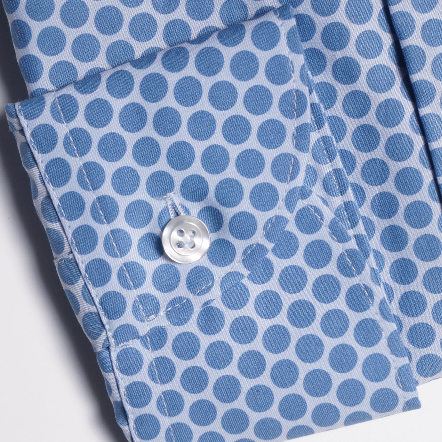 - Dot Print Easy Iron Shirt - Mid Blue