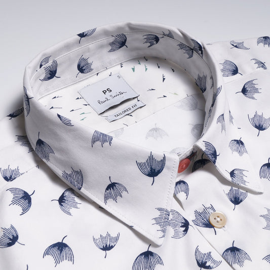 - Cotton Dandelion Print Shirt - White
