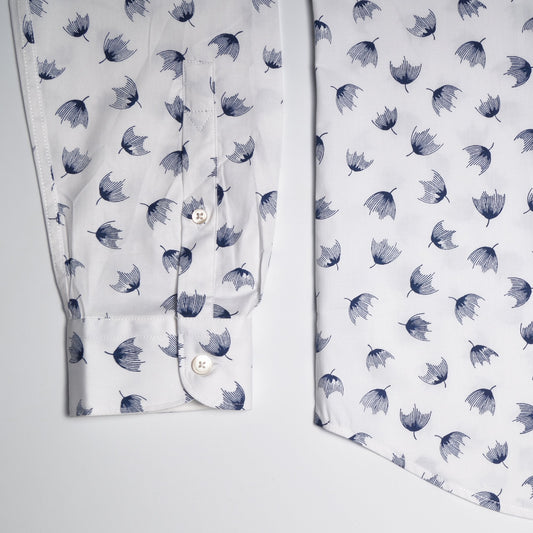 - Cotton Dandelion Print Shirt - White