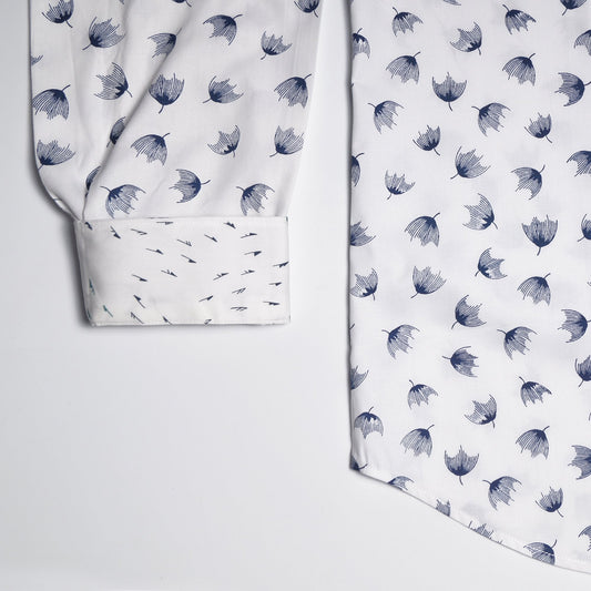 - Cotton Dandelion Print Shirt - White