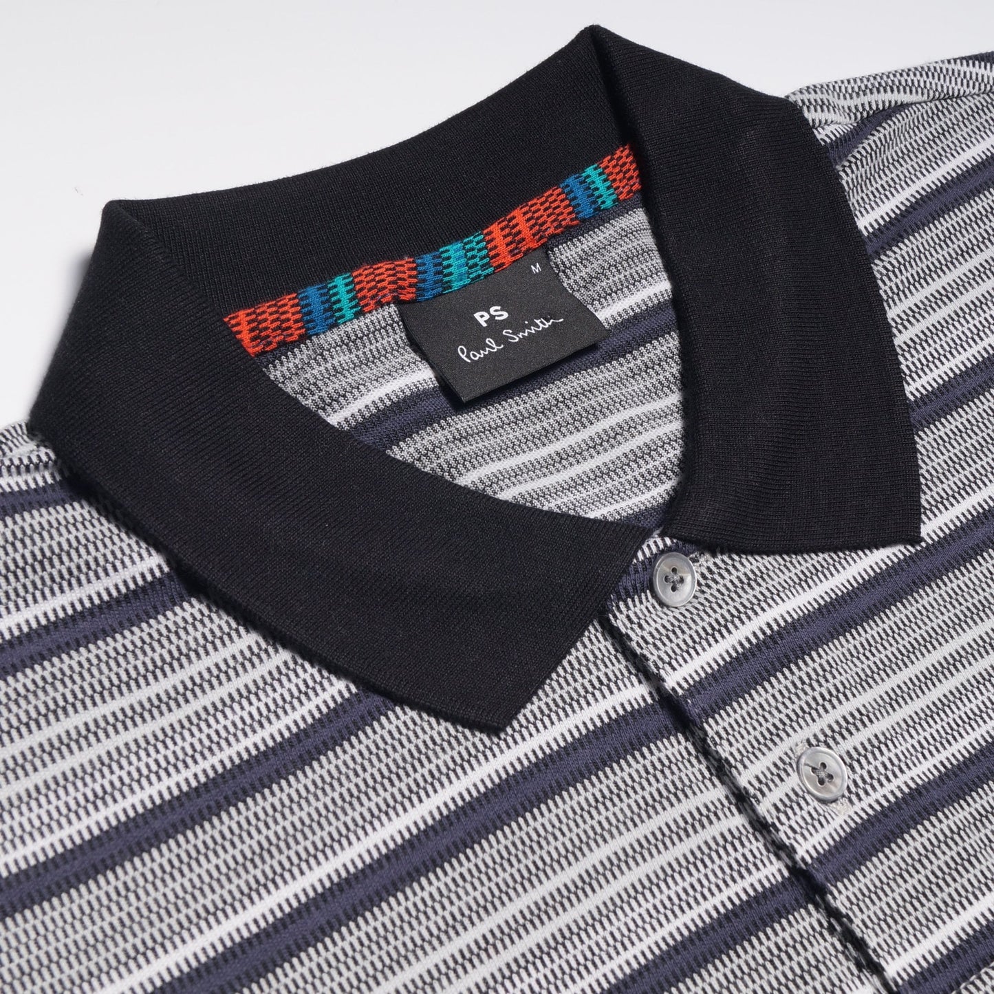 - Stripe Polo Shirt - Grey/White