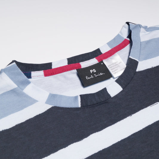 - Organic Cotton Stripe T-Shirt - Blue/Grey