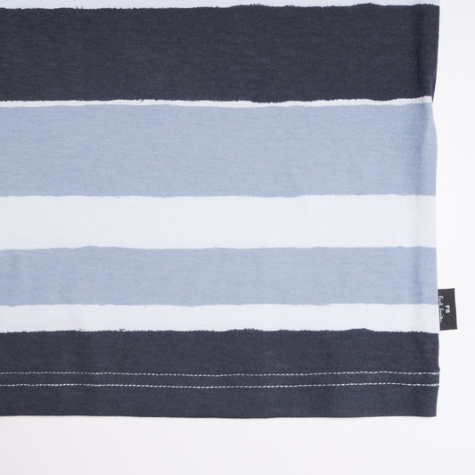 - Organic Cotton Stripe T-Shirt - Blue/Grey