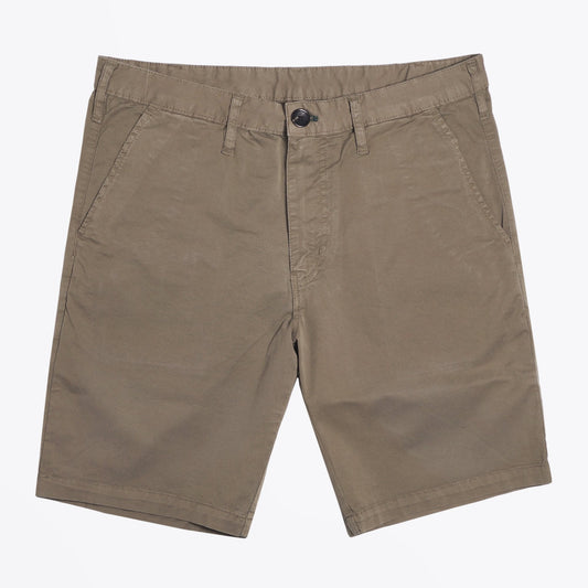 Garment-Dyed Cotton Shorts - Olive