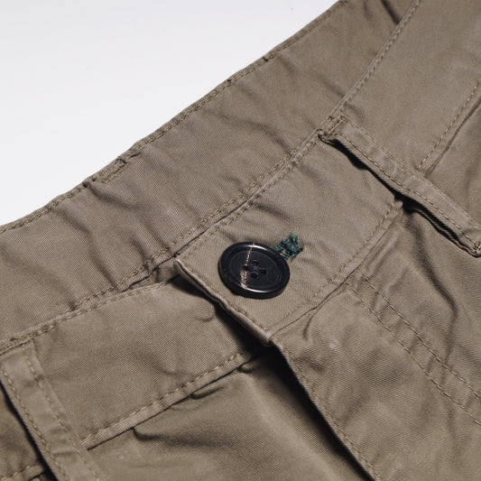 Garment-Dyed Cotton Shorts - Olive