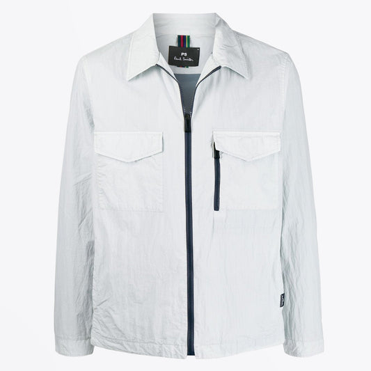 - Zip Over-Shirt Jacket - Light Blue