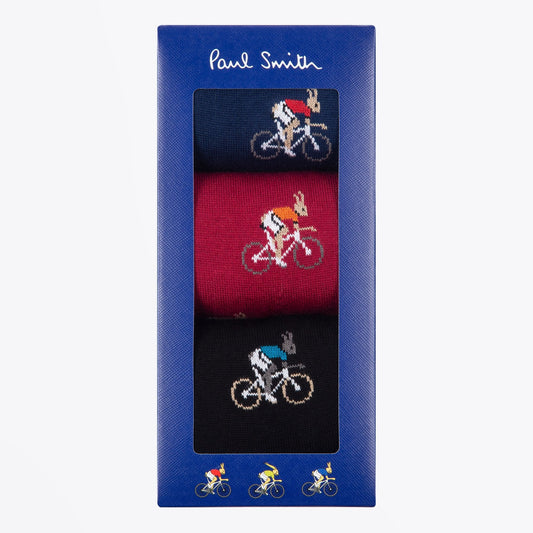 - Three Pack 'Cycling Rabbits' Motif Socks