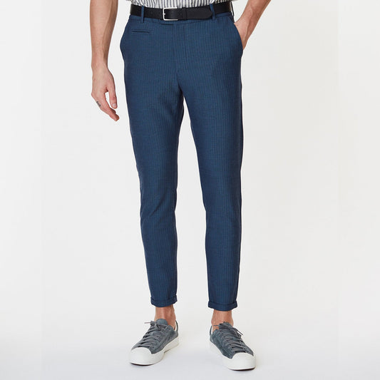 - Como Herringbone Suit Pants - Dark Navy