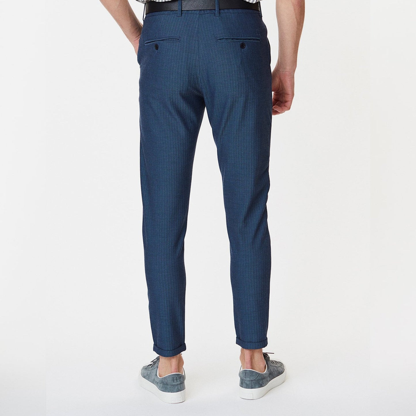 - Como Herringbone Suit Pants - Dark Navy