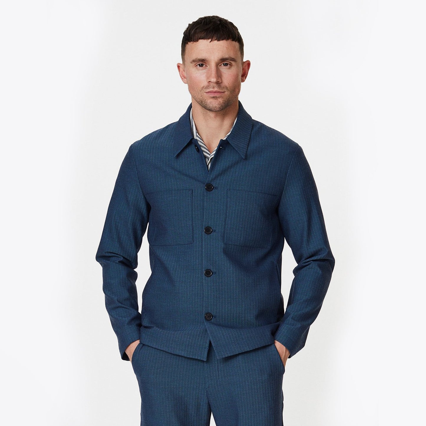 Marseille Herringbone Jacket - Navy