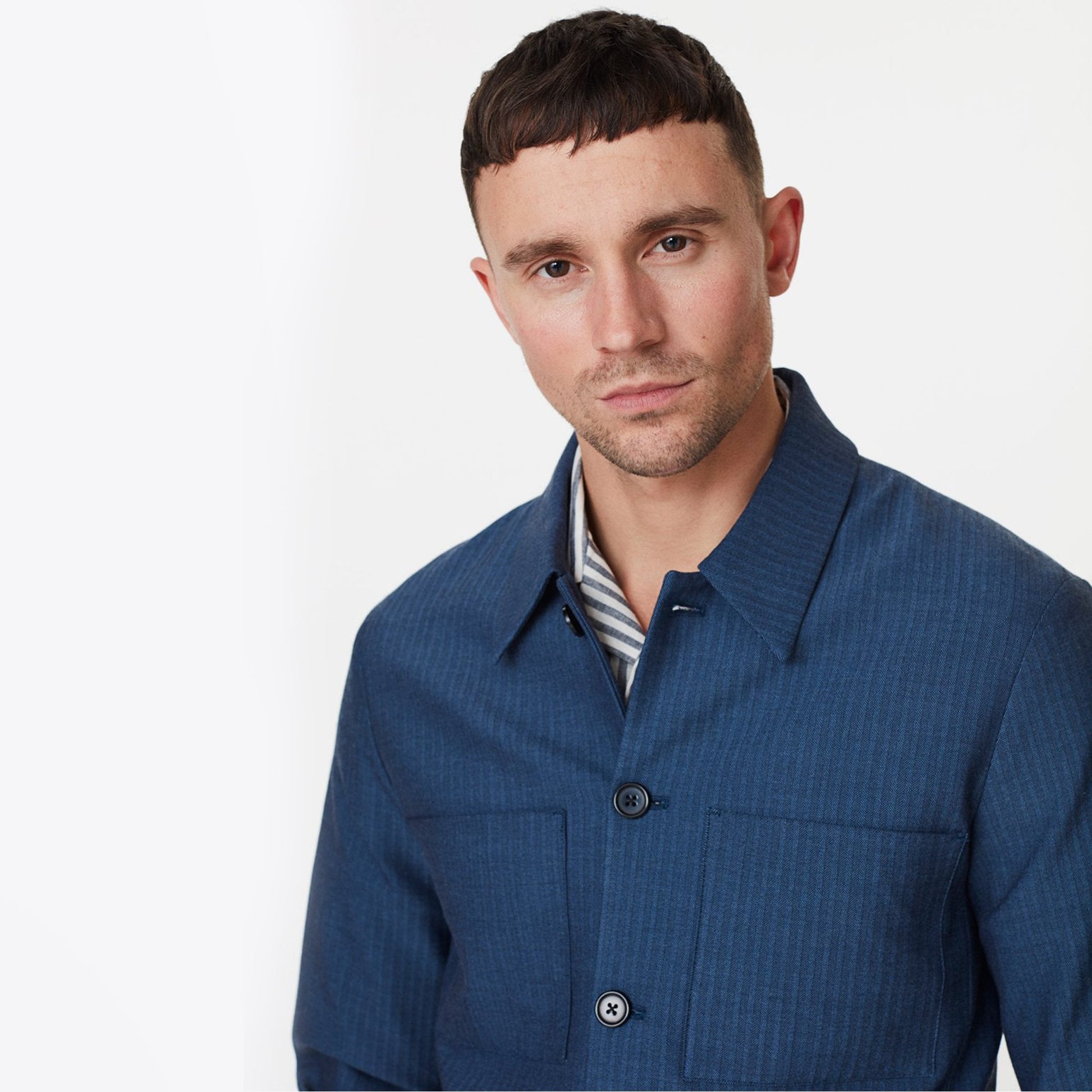 Les Marseille Herringbone Jacket - Navy