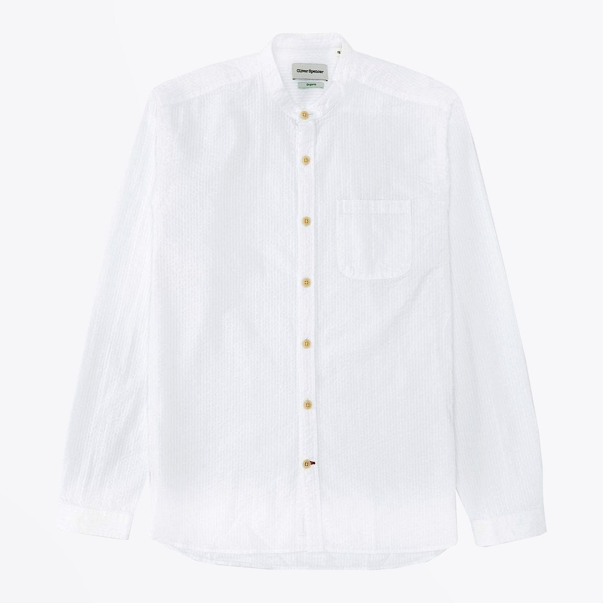 Oliver Grandad Self-Stripe Shirt - White