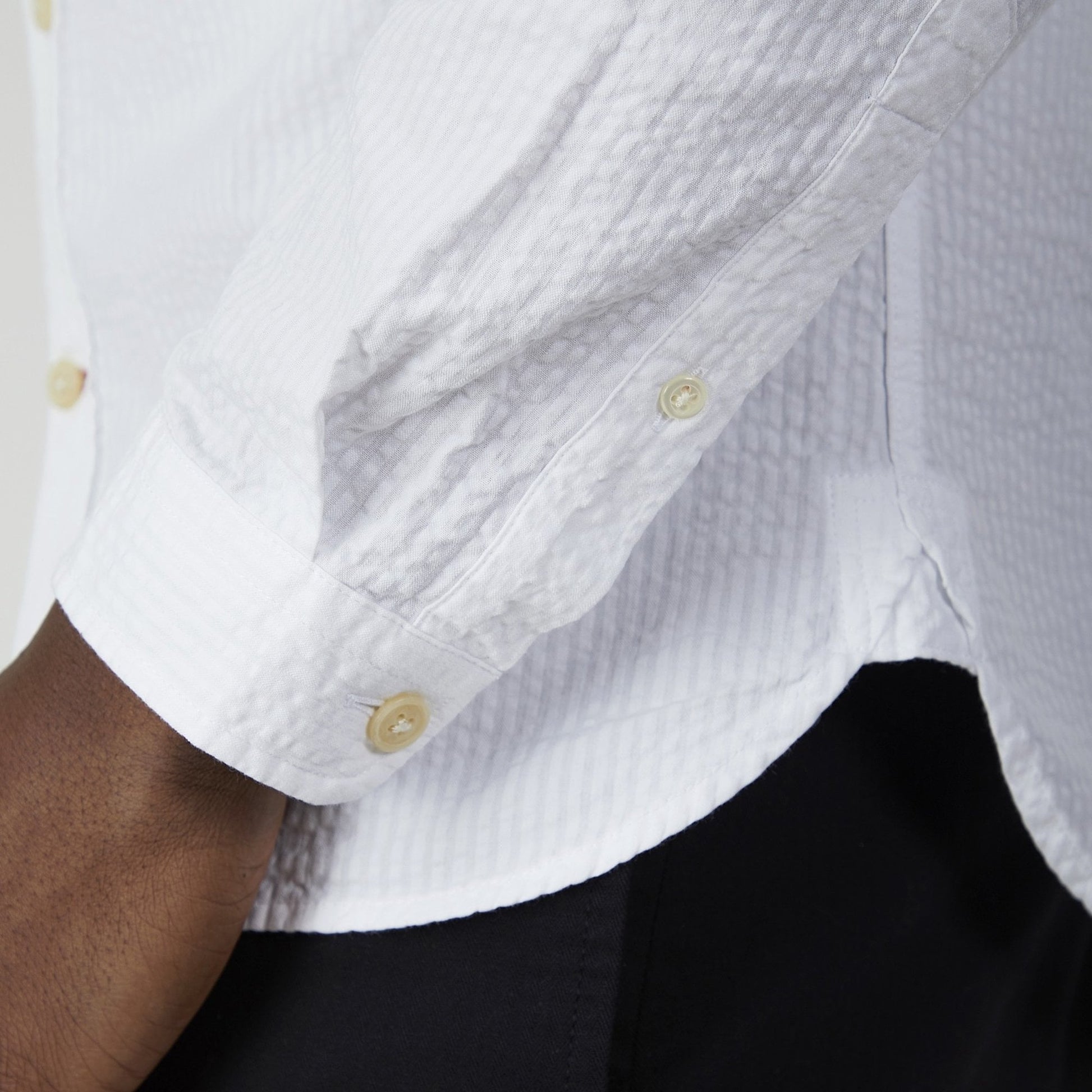 Oliver Grandad Self-Stripe Shirt - White