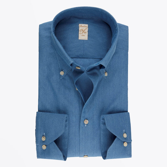 - Cotton Denim Shirt - Blue