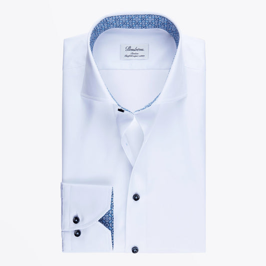 - Cotton Pattern Inlay Shirt - White