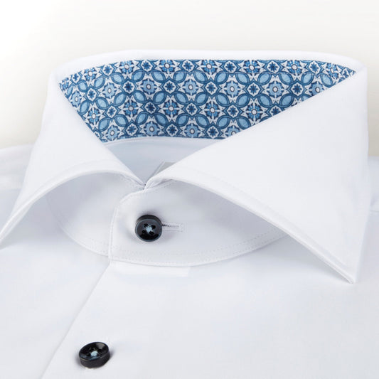 - Cotton Pattern Inlay Shirt - White