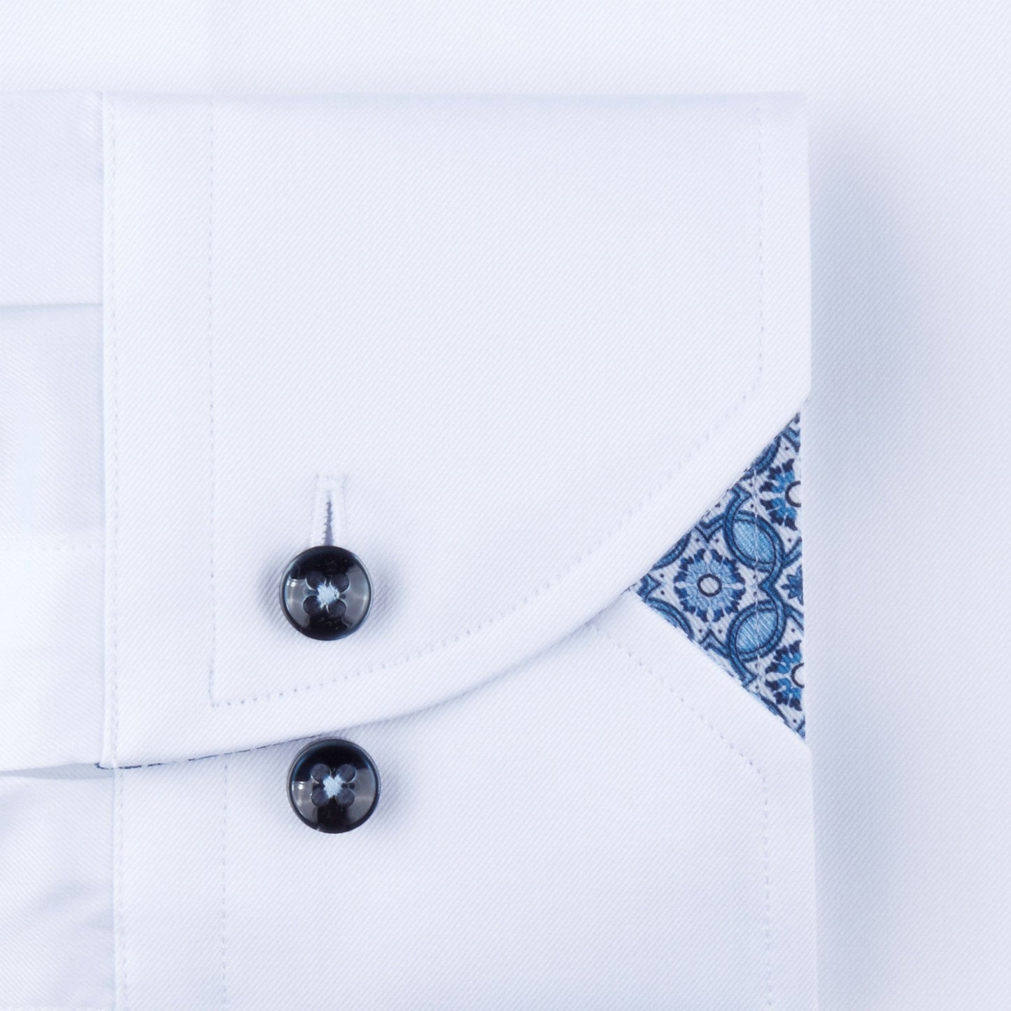 - Cotton Pattern Inlay Shirt - White