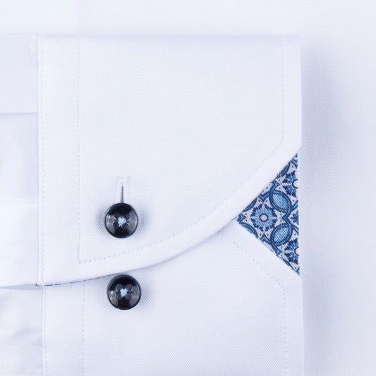 - Cotton Pattern Inlay Shirt - White