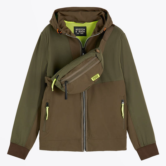 Hooded Jacket With Bumbag - Green