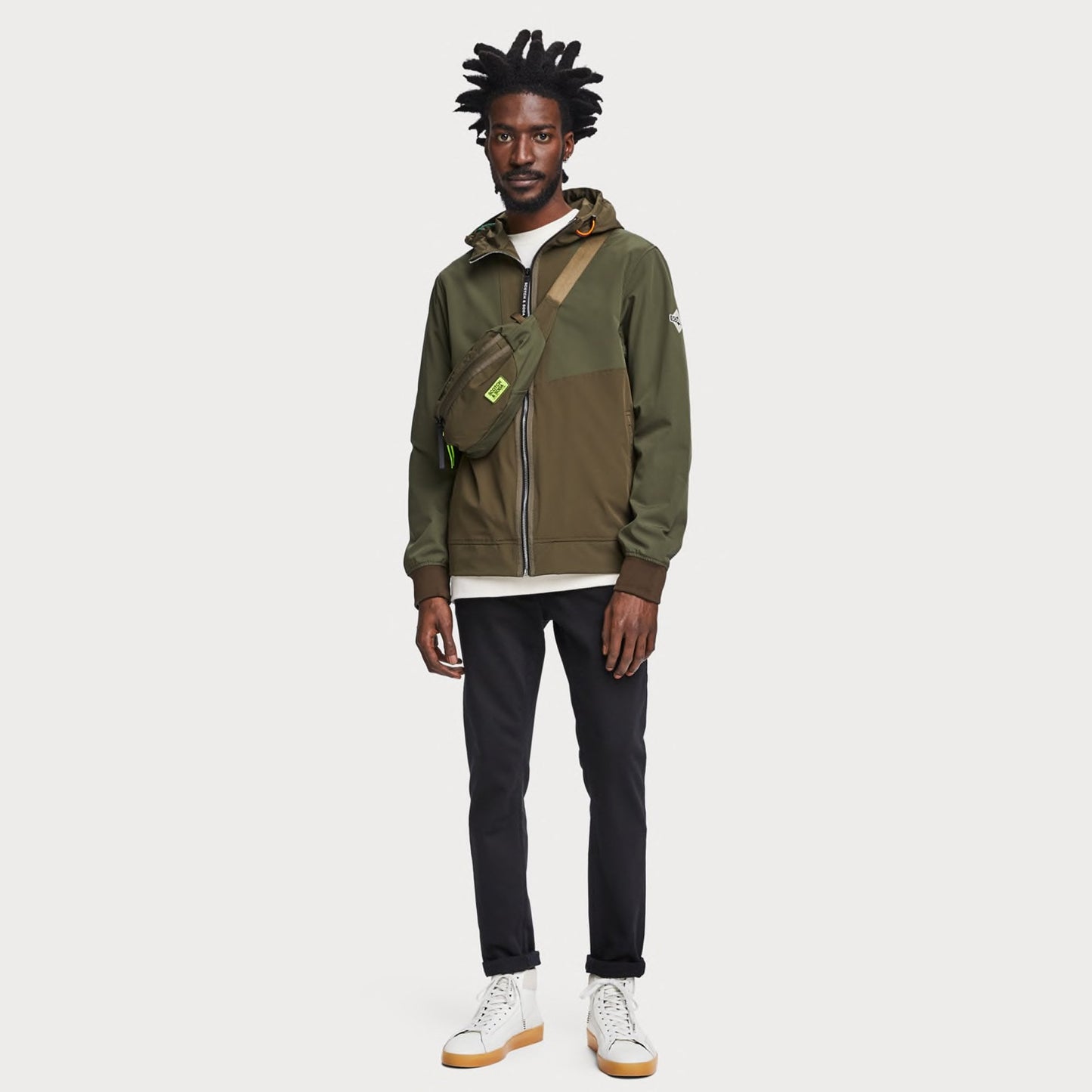 Hooded Jacket With Bumbag - Green
