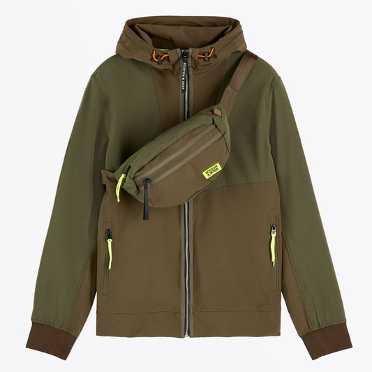 Hooded Jacket With Bumbag - Green