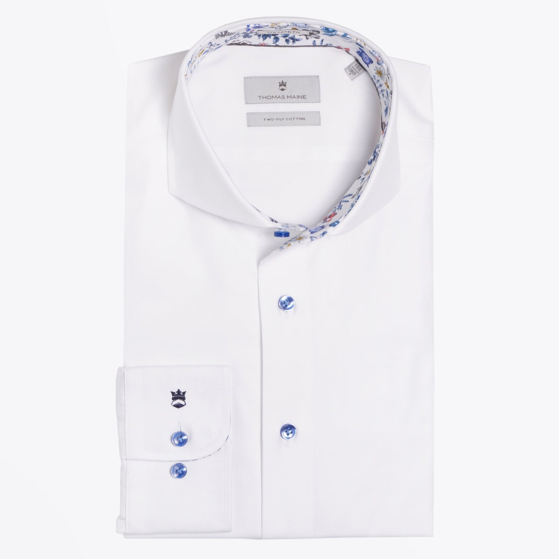 Thomas Mini Floral Trim Insert Shirt - White