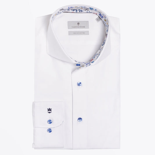 Mini Floral Trim Insert Shirt - White