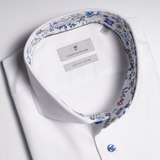 Mini Floral Trim Insert Shirt - White