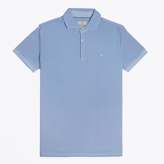- Washed Pique Polo Shirt - Blue