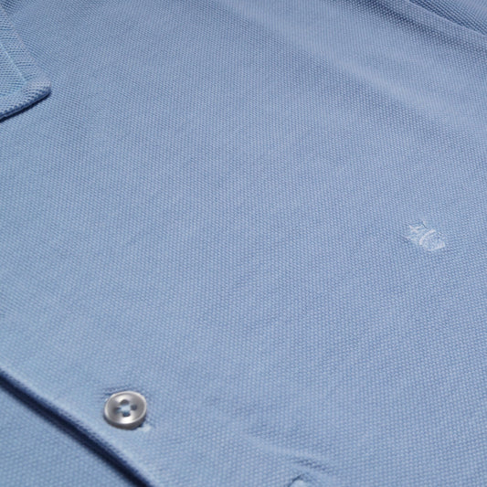 - Washed Pique Polo Shirt - Blue