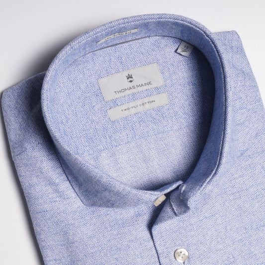 - Cotton Woven Shirt - Light Blue