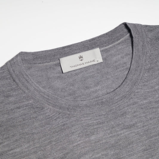 Merino Crew Neck T-shirt - Light Grey
